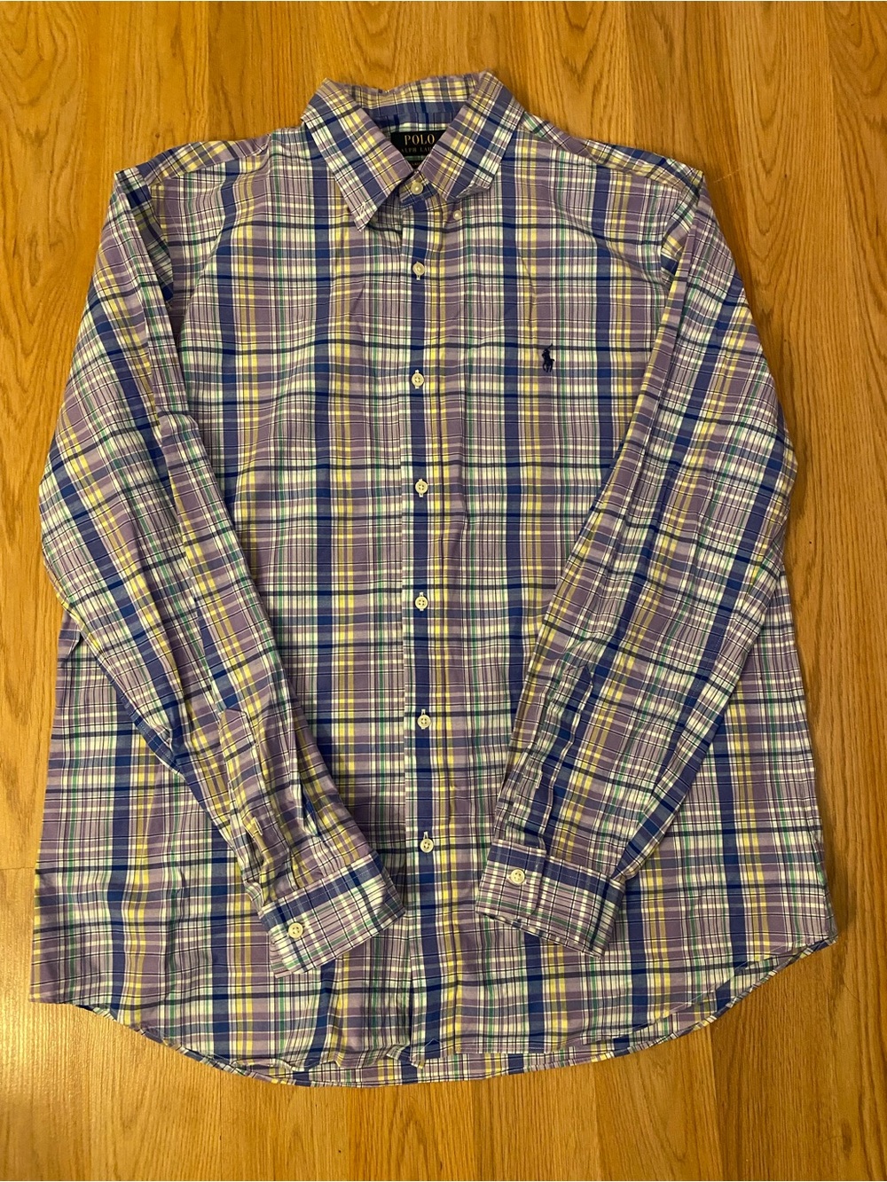 Polo by Ralph Lauren Purple, Blue & Yellow Plaid Button-Down Shirt Classic Fit